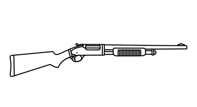 Vintage Pump-Action Shotgun Illustration