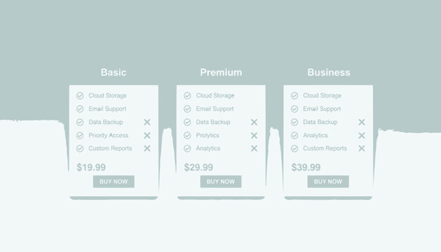 a comparison of three pricing plans.