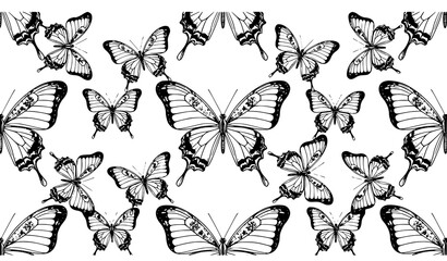 Obraz premium Elegant Vintage Butterfly Seamless Pattern Neutral Tone Vector Design