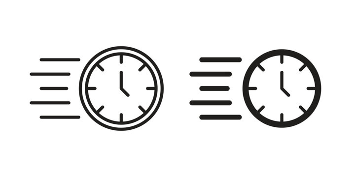 Time fast icon concept. Silhouette, glyph symbol. Isolated design.