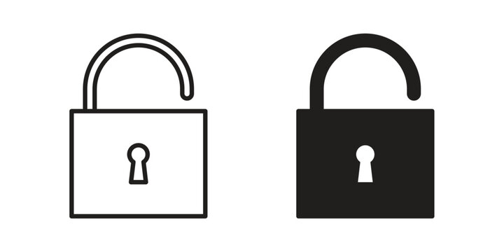 Unblocked icon concept. Silhouette, glyph symbol. Isolated design.