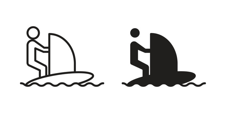 Windsurf icon concept. Silhouette, glyph symbol. Isolated design.