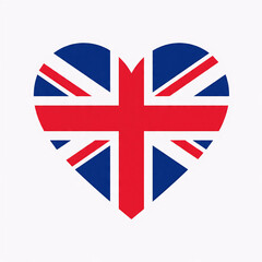 Obraz premium A heart-shaped icon featuring the Union Jack flag, symbolizing love and patriotism for the United Kingdom.