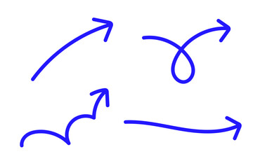 手描き風の矢印セット シンプルなラインアートアイコン素材集　青 © fii