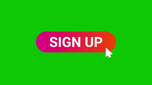Sign up button click animation video
