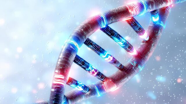 Abstract Representation of DNA Structure with Colourful Lights and Sparkles in Modern Style
