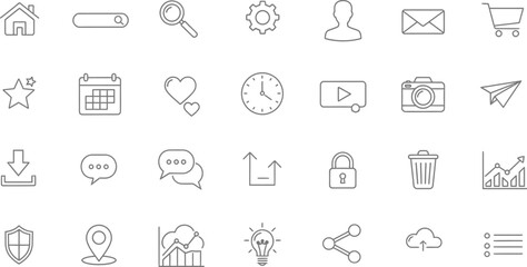 Fototapeta premium Collection of various line icons for web and mobile applications