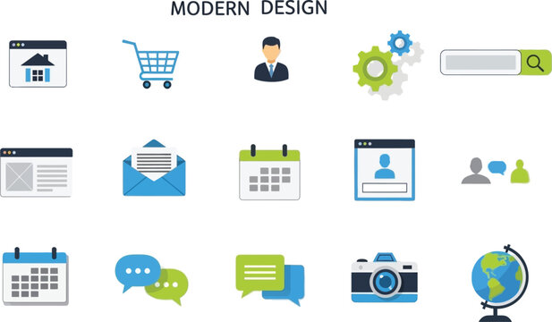 Modern flat design icons for web and mobile applications