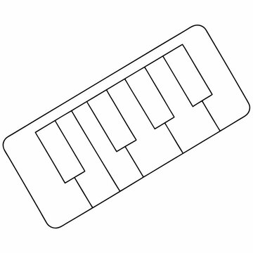 piano keyboard one octave section line art vector illustration on transparent background