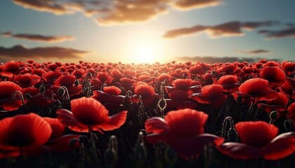 Obraz premium A realistic artwork honoring ANZAC Day through poppy symbolism.