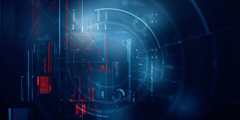 Fototapeta premium 2d illustration Abstract futuristic electronic circuit technology background