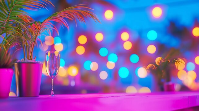Neon tropics bar scene ambiance