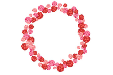 Obraz premium A round-shaped frame made of red and pink carnations
