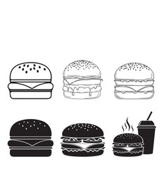 Fototapeta premium An appealing variety of delicious fast food burger vector illustration