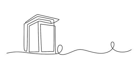 Fototapeta premium Minimalist single continuous line drawing of a modern architectural building structure design Vector, illustration