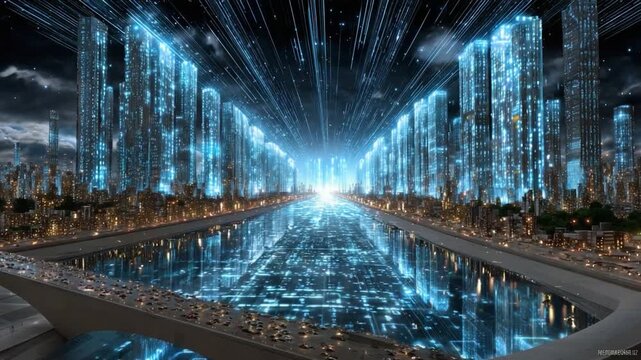 Digital Cityscape: An awe-inspiring digital rendering of a futuristic cityscape, where towering skyscrapers stand as beacons of innovation.