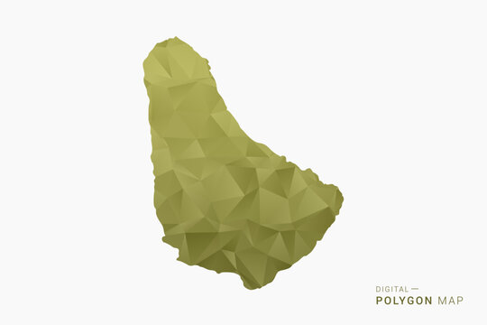 Barbados polygon map vector illustration in low poly geometric style, soft pastel colors with Olive green, clean silhouette on solid background, ideal for infographic.