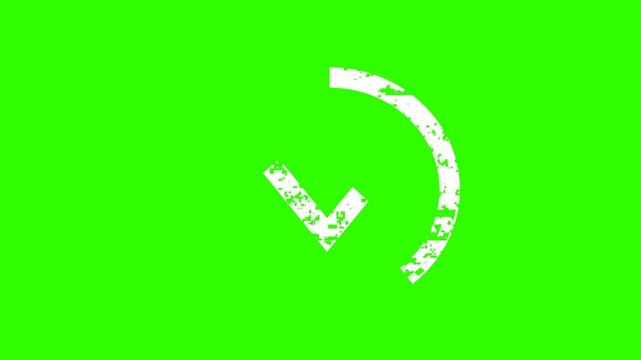 Check mark approval icon glitch on green screen background