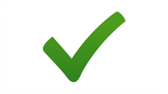 A simple, bold green checkmark icon stands alone against a clean white background.