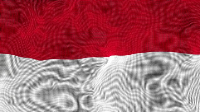 Realistic Indonesia National Flag Ripple Animation with Red and White Horizontal Stripes. Cinematic Close-up of Indonesian Flag Motion Graphic with Soft Lighting