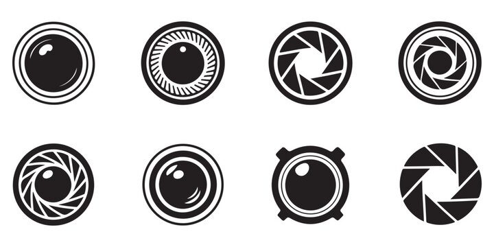 Professional Camera Lens and Aperture Icon Set for Photography Enthusiasts