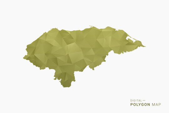 Honduras polygon map vector illustration in low poly geometric style, soft pastel colors with Olive green, clean silhouette on solid background, ideal for infographic.