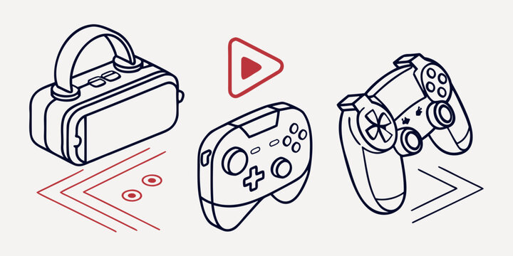 Gaming controllers and virtual reality headset play button games gaming accessories