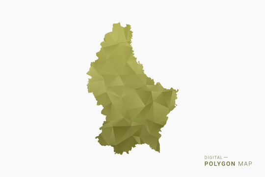 Luxembourg polygon map vector illustration in low poly geometric style, soft pastel colors with Olive green, clean silhouette on solid background, ideal for infographic.