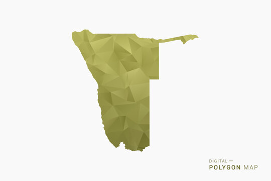 Namibia polygon map vector illustration in low poly geometric style, soft pastel colors with Olive green, clean silhouette on solid background, ideal for infographic.