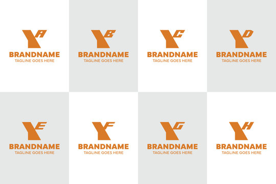 Letters YA YB YC YD YE YF YG YH Monogram Logo Set, for AY BY CY DY EY FY GY HY Initials Brand