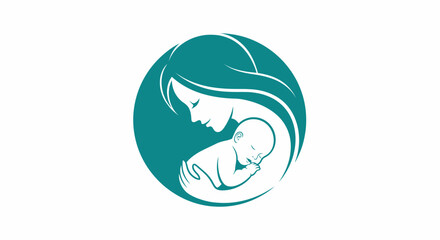 Obraz premium Minimalist Mother and Baby Silhouette Logo - Nurturing Maternity and Parenting Concept