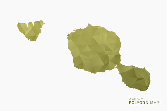 French Polynesia polygon map vector illustration in low poly geometric style, soft pastel colors with Olive green, clean silhouette on solid background, ideal for infographic.