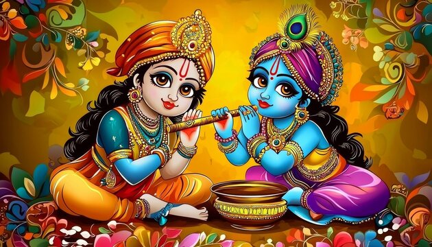 Colorful artwork celebrating the joyous festival of Dol Purnima.