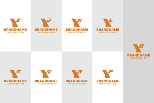 Letters YI YJ YK YL YM YN YO YP YQ Monogram Logo Set, for IY JY KY LY MY VY OY PY QY Initials Brand