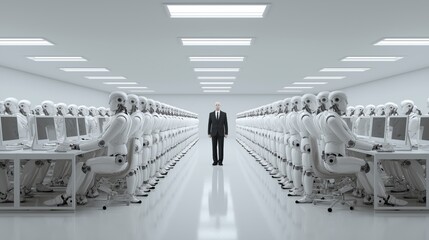 Obraz premium Human AI collaboration with agentic AI and a humanoid robot copilot