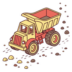 Fototapeta premium Plastic kids sand toy truck isolated on white background vector illustration