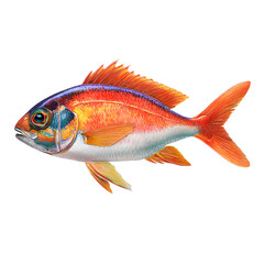 Fototapeta premium Vibrant colorful fish swimming against a black background showcasing its detailed scales and fins 