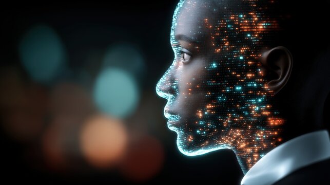 AI agent automating workflows on computer, human working with virtual assistant