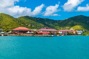 Obraz premium A view towards the dock area of Port Purcell, Road Town, Tortola on a bright morning