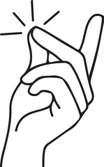 Obraz premium A simple black and white line art illustration of a hand performing a finger snap gesture motion