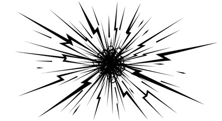 Dynamic Black Starburst Explosion Shape in Comic Book Style, Isolated White Background. © ZAENAL
