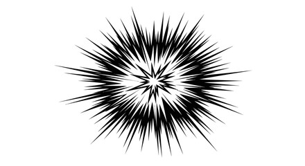 Symmetrical Black Starburst Explosion Graphic Element, Isolated White Background. © ZAENAL