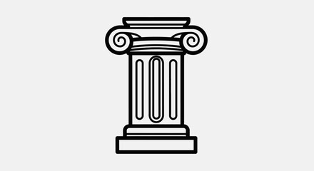 Outline of a classical Greek or Roman column with detailed features on a light gray background.