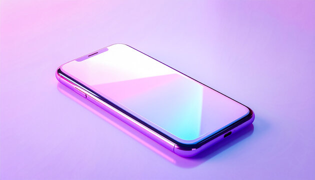 Smartphone reflets sur l'ecran sur ofnd mauve