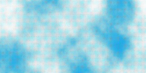 Abstract blue sky background with halftone dots and polka cloud pattern vector design © Sukses