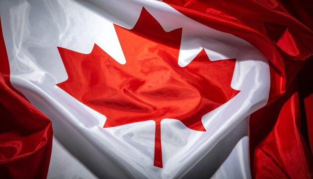 Canada Flag Close Up Waving Fabric Maple Leaf National Background