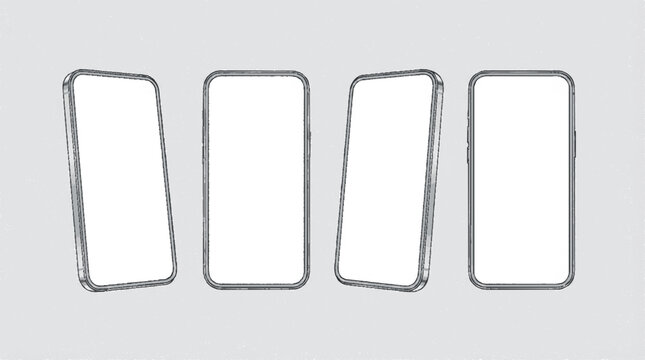 Four blank smartphone screens arranged side by side in a clean minimalist presentation layout for apps or graphics