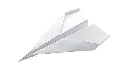 White paper airplane origami folded plane isolated on transparent background