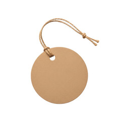 A brown paper tag with a string isolated on transparent background. Png