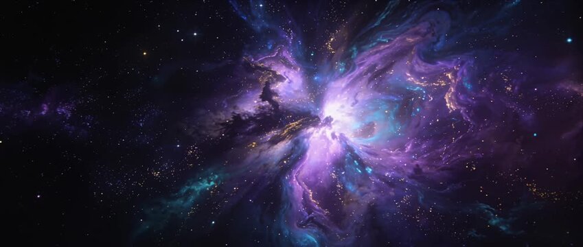 Cosmic nebula space background vibrant purple blue galaxy deep space universe cosmos night sky abstract star field with bright star explosion core glowing starlight dust and mystical light fantasy art